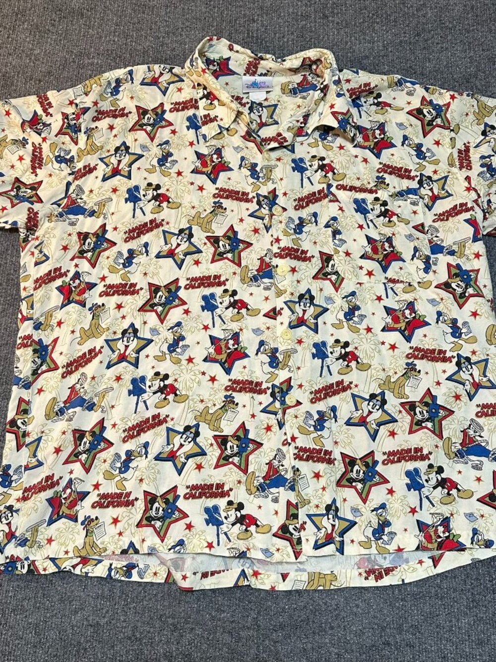 Disneyland Resort Made In California Mickey Mouse Button Up Shirt Large XL